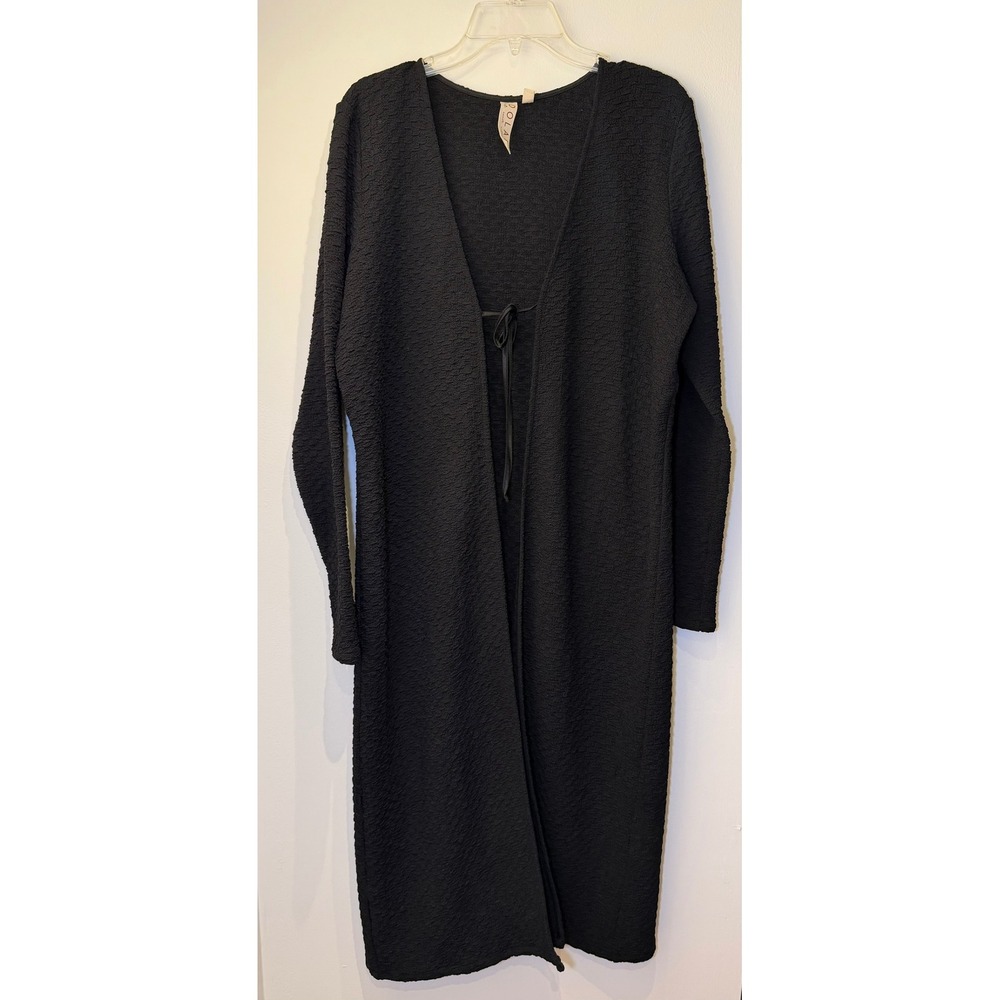Anthropologie Dolan Left Coast Collection Blk Textured Duster Cardigan Tie Front